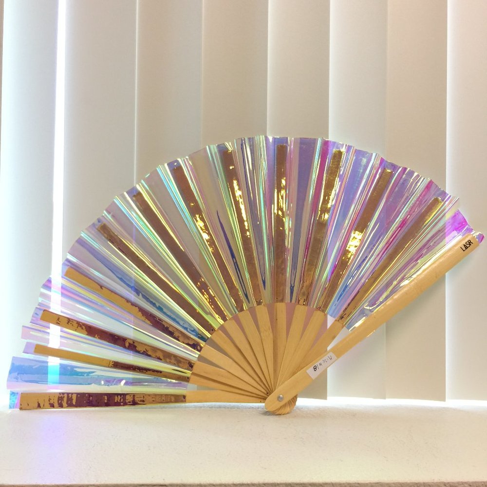 PRE-LOVED LASR - Liquid Shockwave Iridescent Fluid Rave Fan- MISC018